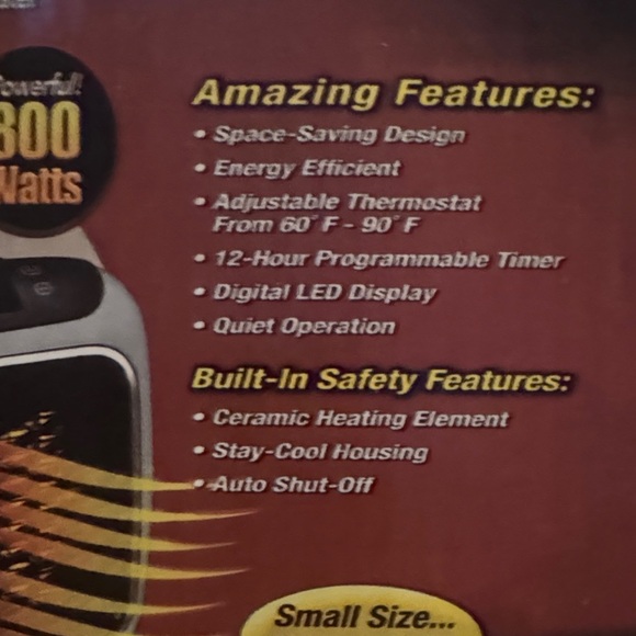 Turbo 800 Wall Outlet Space Heater - Black - Picture 5 of 5